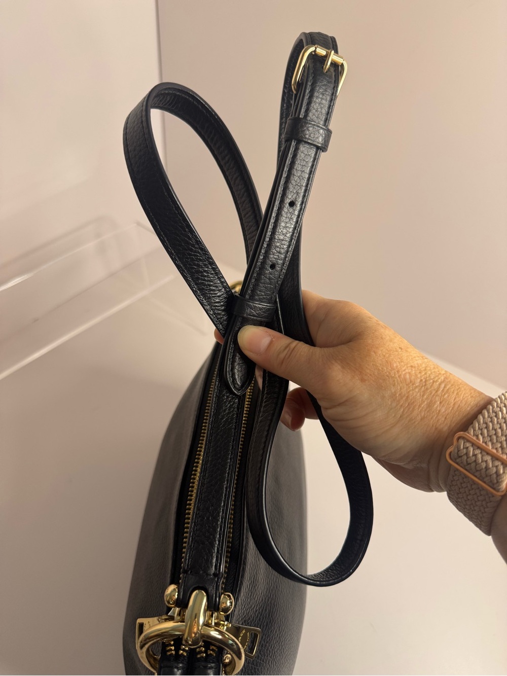 #427 Coach Mia Black Pebbled Leather Crossbody Bag - Picture 6 of 17